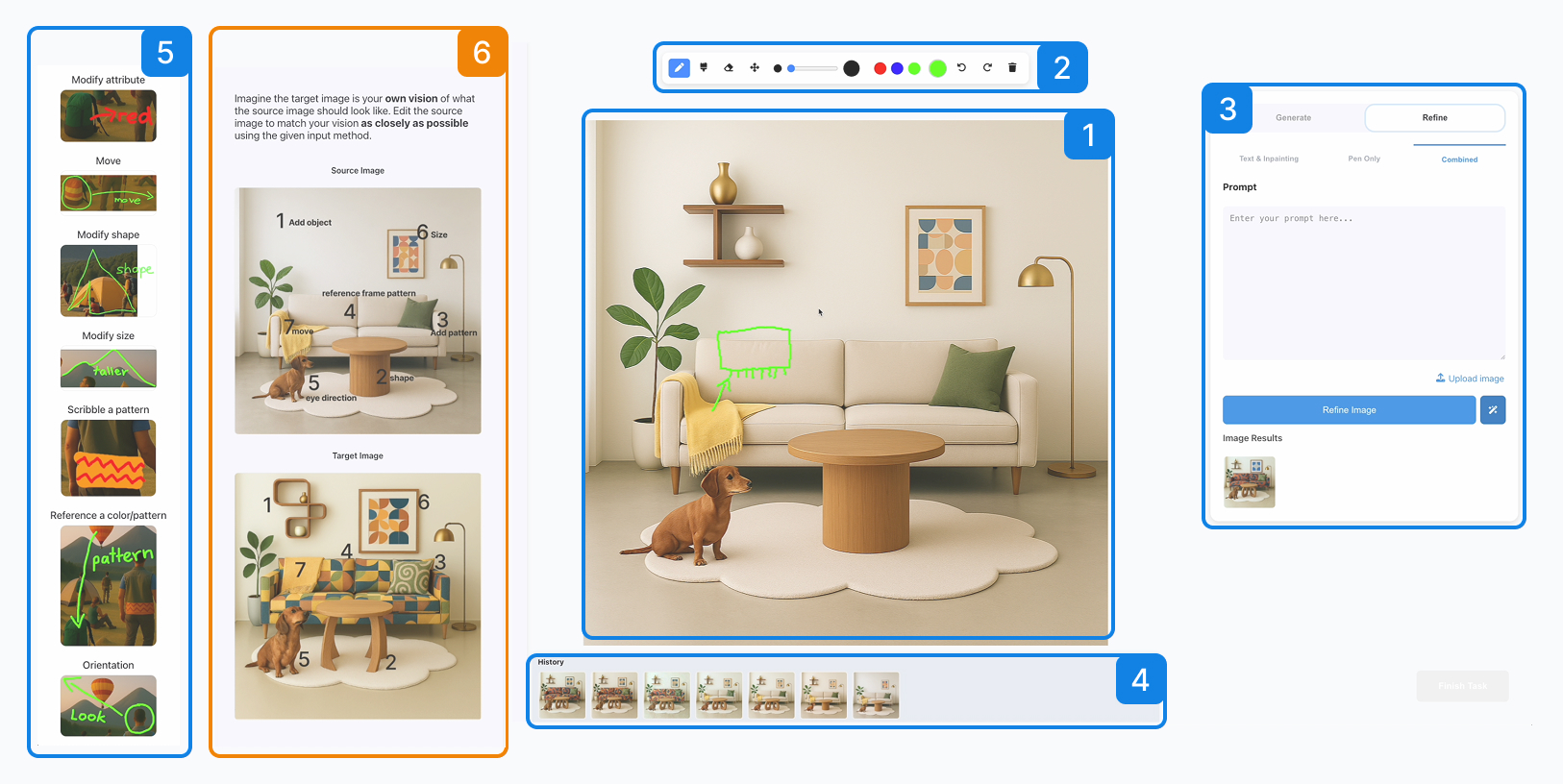 Early prototype of the multimodal image refinement interface